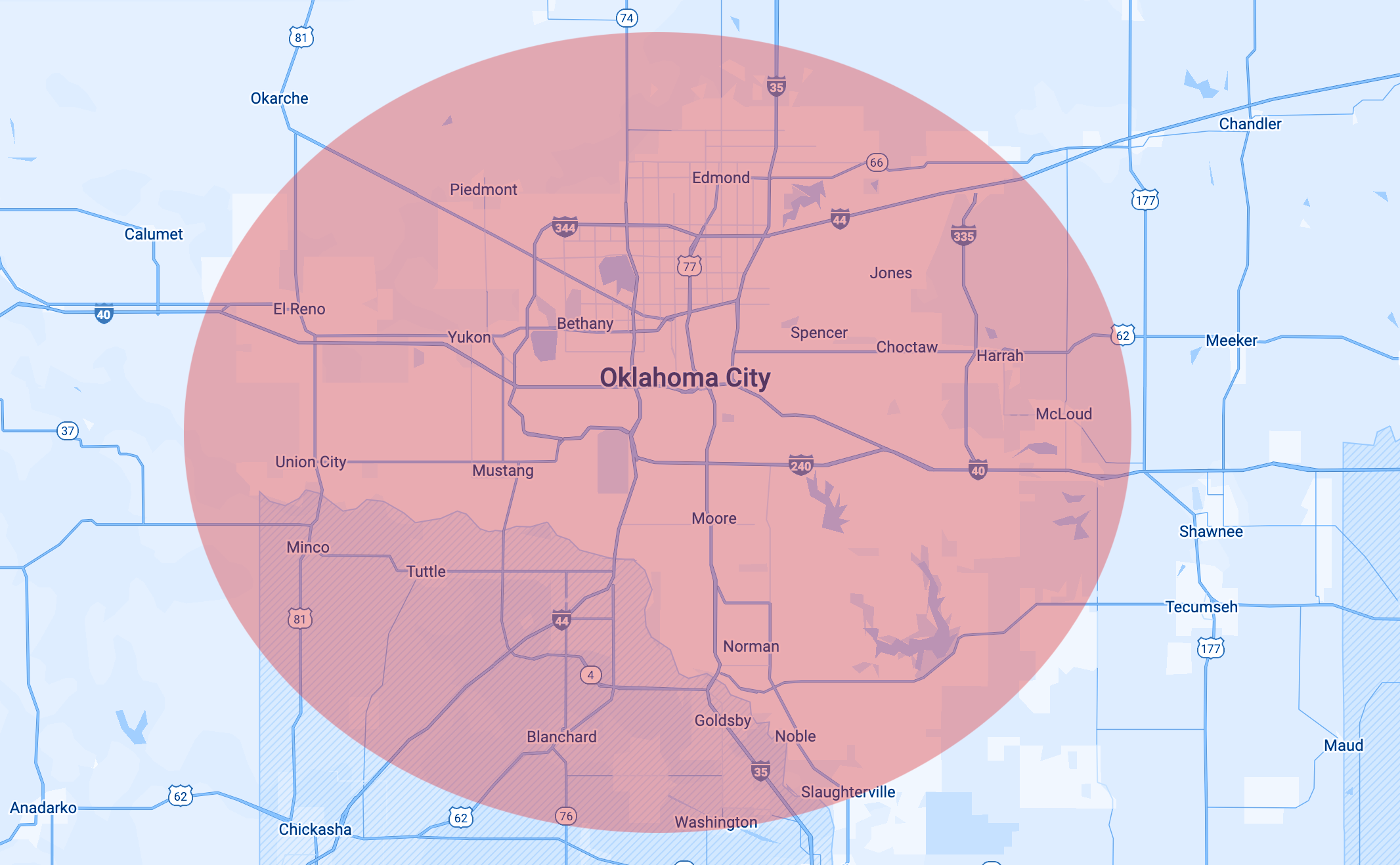 static map of the area